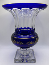 Vintage Val Saint Lambert Crystal Vase with Hand Painted 24KT Gold Design picture