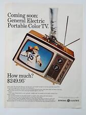 1965 General Electric Portable Color TV Football GE Vtg Magazine Print Ad picture