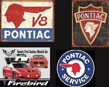 Pontiac 4 Sign Metal Lot Trans Am WS6 GM Firebird Garage Man Cave Shop Bar Decor picture