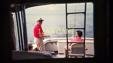 AG19 VINTAGE 35mm SLIDE TRANSPARENCY Photo 3 MEN ON BACK OF YACHT ON WATER picture
