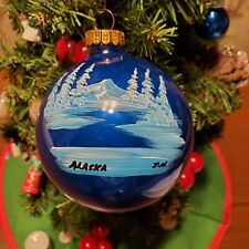 Claim 49 Alaska Hand Painted Round Christmas Ornament Blue Mountain Souvenir 3