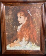 Portrait Of Mademoiselle Irene Cahen D'Anvers with Frame Vintage. Signed 20”x16” picture