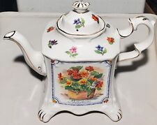 Teapot Rare Herb Pattern, Crown Dorset, Staffordshire England Nasturtium Thyme picture