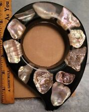 Vintage Plastic ASHTRAY HOLDER With Abalone Shells Imbedded In It picture