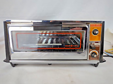 Vintage GE General Electric Toast N Broil Toaster Oven A10T26 Chrome Faux Wood picture
