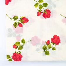 Vintage Dressmaking Fabric 1960s Red Roses Yardage 4 Yards Cotton Blend 44x144 picture