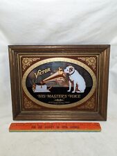 VINTAGE VICTOR HIS MASTER'S VOICE FRAMED MIRROR ADVERTISING SIGN DOG RCA 13