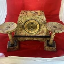 1920'S FRENCH ART DECO MARBLE CLOCK WITH MATCHING CANDELABRAS picture