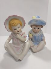 Piano Babies Porcelain Bisque Boy And Girl Figurine Set Rare Vintage By Le Croy picture