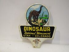 Vintage Dinosaur National Munument Utah CO Metal License Plate TOPPER Original picture