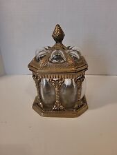 Vintage Baroque Brass & Hand Blown Bubble Glass Lidded Apothecary Jar/Trinket picture