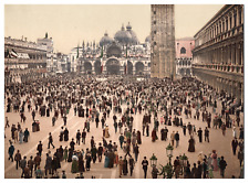 Italy, Venezia, Piazza San Marco vintage albumen print, photochromy, vintage picture
