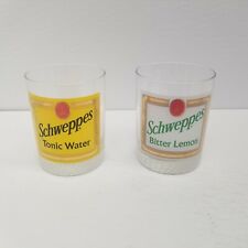 Vintage Schweppes Tonic Water & Bitter Lemon Bar Glass Lot of 2, Home Bar picture