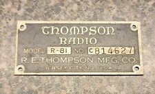 Vintage THOMPSON RADIO Metal SIGN PLAQUE R-81 NEW JERSEY picture