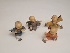 Vintage Martial Arts Monk Child Fighting Figures Resin Set of 4 , 2