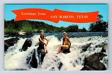 San Marcos TX-Texas, General Banner Greetings, Pretty Girls Vintage Postcard picture