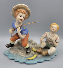 Vintage Porcelain Figurine of Two Little Boys Going Fishing Price Imports picture
