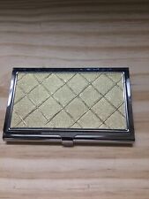 Vintage 1990s Business Card Holder Gold tone top Stainless Steel Chromed 3.5
