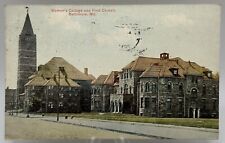 Antique 1911 Women's College and First Church Postcard Baltimore MD picture
