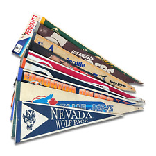 Lot Of 9 1980s / 90s Vintage assorted Sports Pennants Flags Banners picture