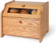 Bread Box, Solid Wood Oak Bread Box for Kitchen Countertop, Double Layer Bread C picture