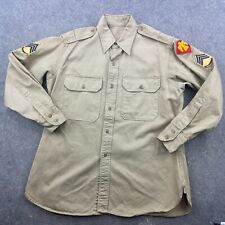 US Military Shirt Mens Army Korean War  1950s Long Sleeve Carlisle Patches picture