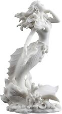 Beautiful Mermaid Rising from Sea Statue Sculpture Nautical Figurine Decor White picture