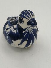 Vintage Blue Mexican Tonala Pottery Bird Signed Feet picture