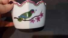 VTG RARE LYNN CHASE Parrots of Paradise Oval Scalloped Candy Bowl Tropical Birds picture