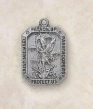 Sterling Saint Michael Patron Saint Paratroopers Medal 1.125 in H Chain 24 in L picture