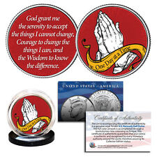 PRAYING HANDS Serenity One Day at Time 2-Sided JFK Half Dollar Holy Spirit Coin picture