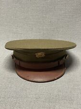 WW2 US Army Military Uniform Dress Visor Cap Green Crusher Officer Hat Bancroft picture