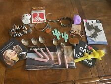 Junk draw lot  vintage dessert spoons, old Montana agate,earrings, sticker As Is picture