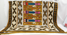 Vtg Native American Navajo Yei Figures Geometric Design Saddle Blanket 51 x 86