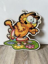 Vintage Garfield Die Cut Hard Board Garfield On Roller-skates 10” Jim Davis picture