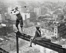 Vintage Playing Golf High Atop Construction Building Photo - Los Angeles 1927 picture