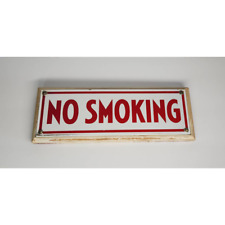 Antique Gas & Oil Porcelain No Smoking Sign - Red & White - Man Cave Decor picture