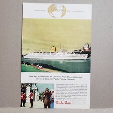 1958 Canadian Pacific White Empress Print Ad St Lawrence River Route to Europe picture