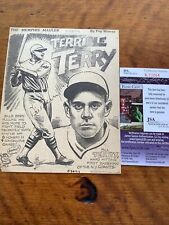 Bill Terry signed Newspaper pose dated 1932 In Pencil ,,,, JSA picture