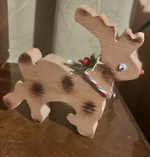 Vintage Handmade Wood Rudolph The Red Nose Reindeer picture