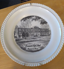 Brunswick, Maine souvenir Plates, gold trim, High School, St Charles Borromeo picture