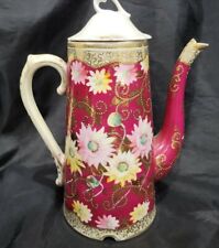 Royal Kinran Nippon Hand Painted  Chocolate Pot Flowers/GOLD,  Moriage Marked picture