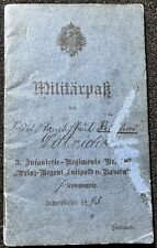 1893 German Army Militärpass DITTRICH Inf Reg Nr 102 Prinz L von Bayern Prina picture