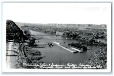 c1950's Mississippi River Pontoon Bridge Between IA & WI RPPC Photo Postcard picture