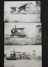 Vintage Photo Steam Engine Plowing Plow Crew Set of 3 Photographs 1900s Farming picture