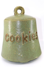 Vintage McCoy Bell Cookie Jar Green Gold picture