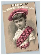 Vintage 1884 Victorian Trade Card Nichols' Bark & Iron Elixir Remedy - Tonic picture