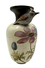 Early 20c English Vase 3D Kingfisher Bird Handpainted Flowers Royal Doulton picture