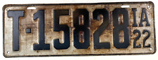 Vintage Iowa 1922 Truck License Plate 1st Year Issue Man Cave Decor Collector picture