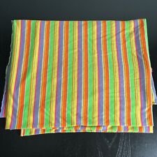 Vintage 60s/70s Neon Striped Colorful Synthetic Polyester Fabric 2.2 Yards picture